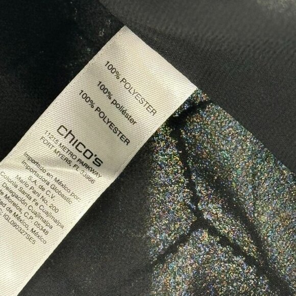 Chicos 2 geometric pattern beaded bomber jacket black size large women's - Picture 3 of 10